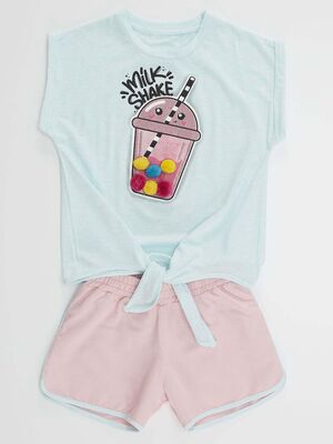 Milk Shake Girl Crop-top&Shorts Set