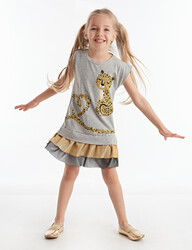 Mini Leopar Kız Çocuk Elbise - Thumbnail