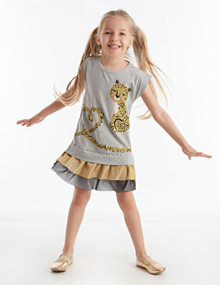 Mini Leopar Kız Çocuk Elbise