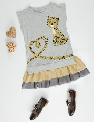 Mini Leopar Kız Çocuk Elbise