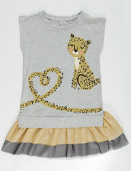 Mini Leopar Kız Çocuk Elbise - Thumbnail