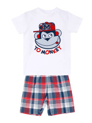 Monkey Plaid Boy Shorts Set - 3