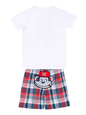 Monkey Plaid Boy Shorts Set - 4