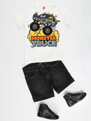 Monster Cars Boy Denim Shorts Set - 3