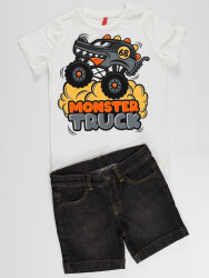 Monster Cars Boy Denim Shorts Set - 5