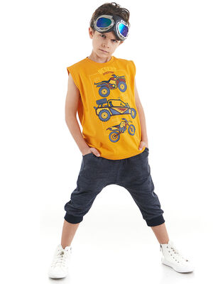 Motocross Erkek Çocuk T-shirt Kapri Şort Takım