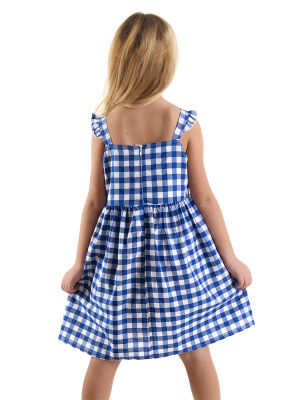 Navy Blue Checked Cat Dress - 2