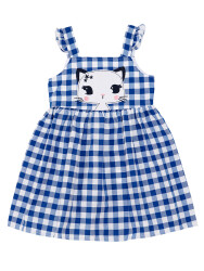 Navy Blue Checked Cat Dress - 3