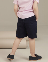 Navy Blue Flat-Front Boy Gabardine Shorts - 2