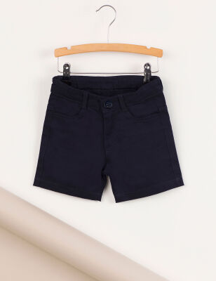 Navy Blue Flat-Front Boy Gabardine Shorts - 3