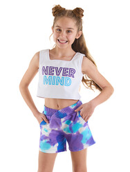 Never Mind Kız Çocuk Crop Top Batik Şort Takım - Thumbnail