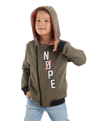 Nope Boy Khaki Zip-up Hoodie - 1