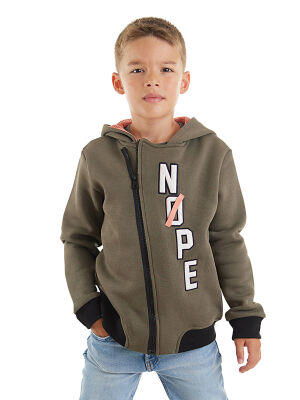 Nope Boy Khaki Zip-up Hoodie - 5