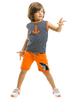 Orange Anchor Shorts Set - 1