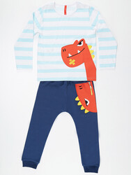 Orange Dino Boy Pants Set - Thumbnail