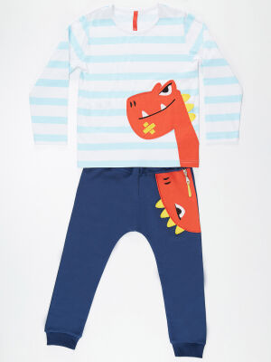 Orange Dino Boy Pants Set - 3