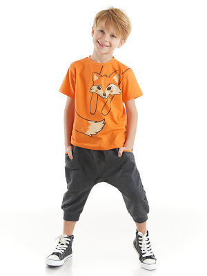 Orange Fox Boy T-shirt&Capri Set - 1