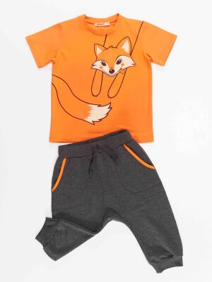 Orange Fox Boy T-shirt&Capri Set - 3