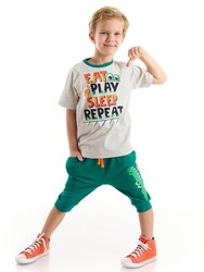 Oyun Zamanı Erkek Çocuk T-shirt Kapri Şort Takım - Thumbnail