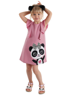 Panda Fırfır Detaylı Kız Çocuk Elbise
