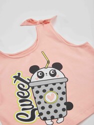 Panda Milkshake Kız Çocuk T-shirt Etek Takım - Thumbnail