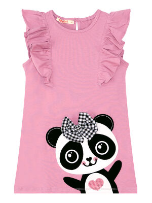 Panda Ruffled Pink Girl Dress - 3