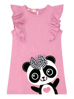 Panda Ruffled Pink Girl Dress