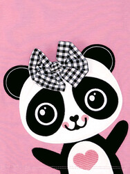 Panda Ruffled Pink Girl Dress - Thumbnail