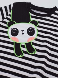 Panda Striped Girl Dress - Thumbnail