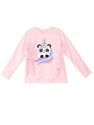 Panda Unicorn Kız Çocuk Fırfırlı T-shirt Tayt Takım - 5