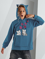 Paw Blue Girl Hoodie - 1