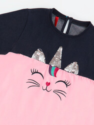Payetli Catcorn Kız Çocuk Elbise - Thumbnail