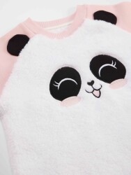 Peluş Panda Kız Çocuk Sweatshirt Tayt Takım - 5