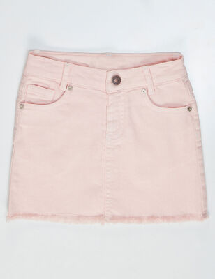 Pembe Denim Mini Kız Çocuk Etek - 3