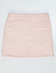 Pembe Denim Mini Kız Çocuk Etek - 4