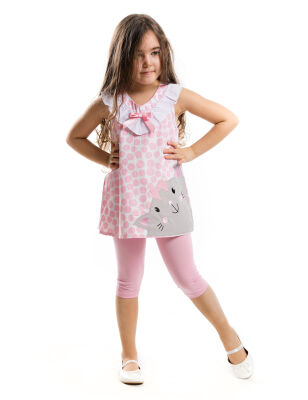 Pink Dotted Cat Tunic Set - 1