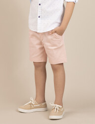 Pink Gabardine Flat-Front Boy Shorts - 1