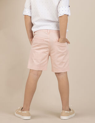 Pink Gabardine Flat-Front Boy Shorts - 2