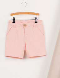 Pink Gabardine Flat-Front Boy Shorts - 3