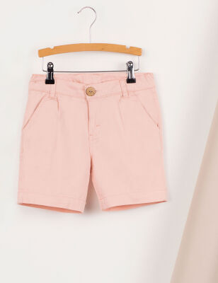 Pink Gabardine Flat-Front Boy Shorts - 3