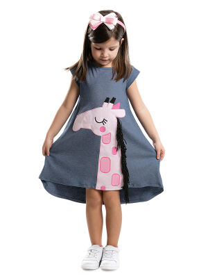 Pink Giraffe dress+Hair Band - 1