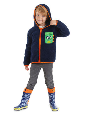 Pirate Dino Boy Plush Zip-Up Sweatshirt - 1