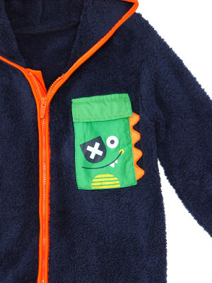 Pirate Dino Boy Plush Zip-Up Sweatshirt - 5