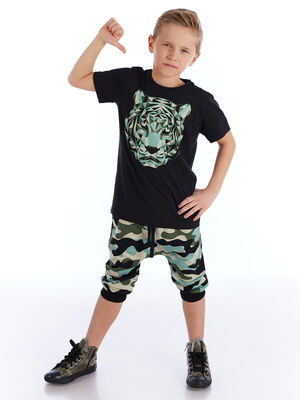 Pixel Tiger Erkek Çocuk T-shirt Kapri Şort Takım