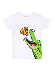 Pizza Timsah Erkek Çocuk T-shirt Kapri Şort Takım - 5