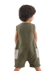 Playful Muslin Boy Khaki Overall - 2