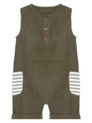 Playful Muslin Boy Khaki Overall - 3