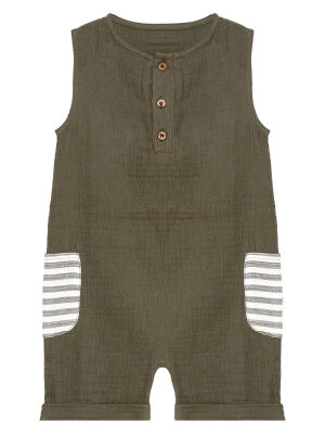 Playful Muslin Boy Khaki Overall - 3