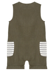 Playful Muslin Boy Khaki Overall - 4