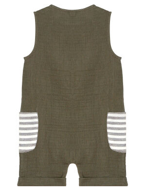 Playful Muslin Boy Khaki Overall - 4